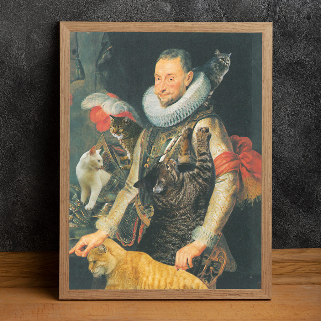 Rubens Gemälde mit Katzen zu einer Collage verschmolzen. (c) collaschiert